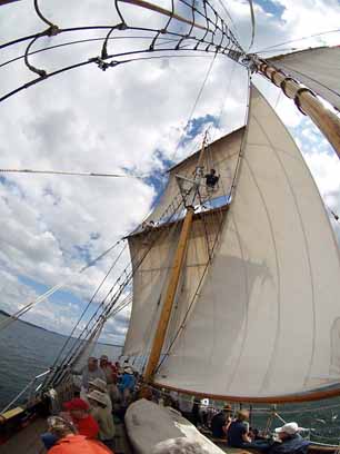 square sails and mainsail